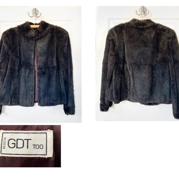 •	Women’s REAL Rabbit fur Jacket Vintage 1980’s “GDT” with mock collar - Picture 1 of 3
